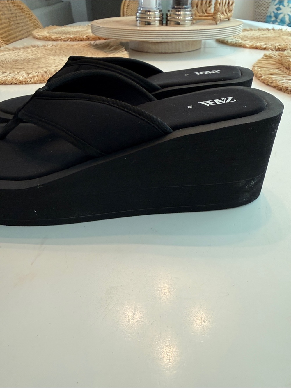 Zara Black Foam Platform Thong Sandals - Picture 3 of 5
